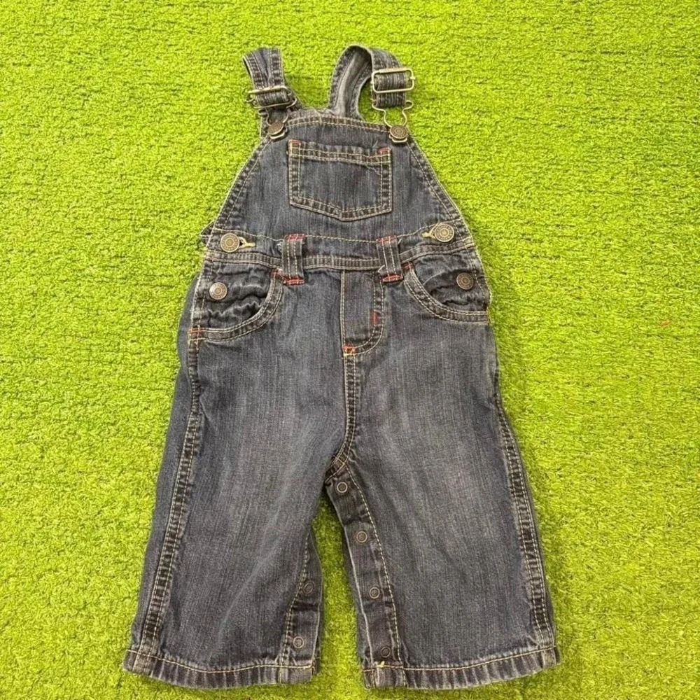 Vintage Y2K Old Navy Baby Sz‎ 3-6M Denim Overalls Baggy